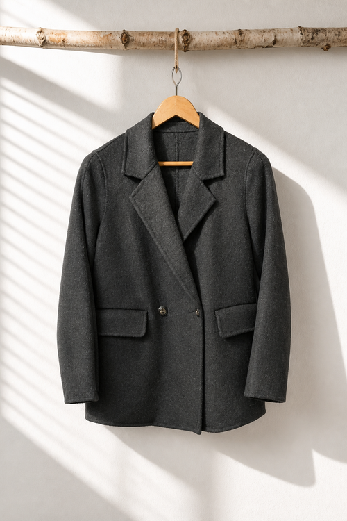 013 100% Wool Coat Black S M