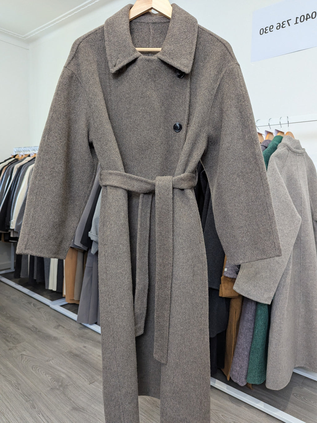 210 70% Wool Coat Mocha Grey M 10-12
