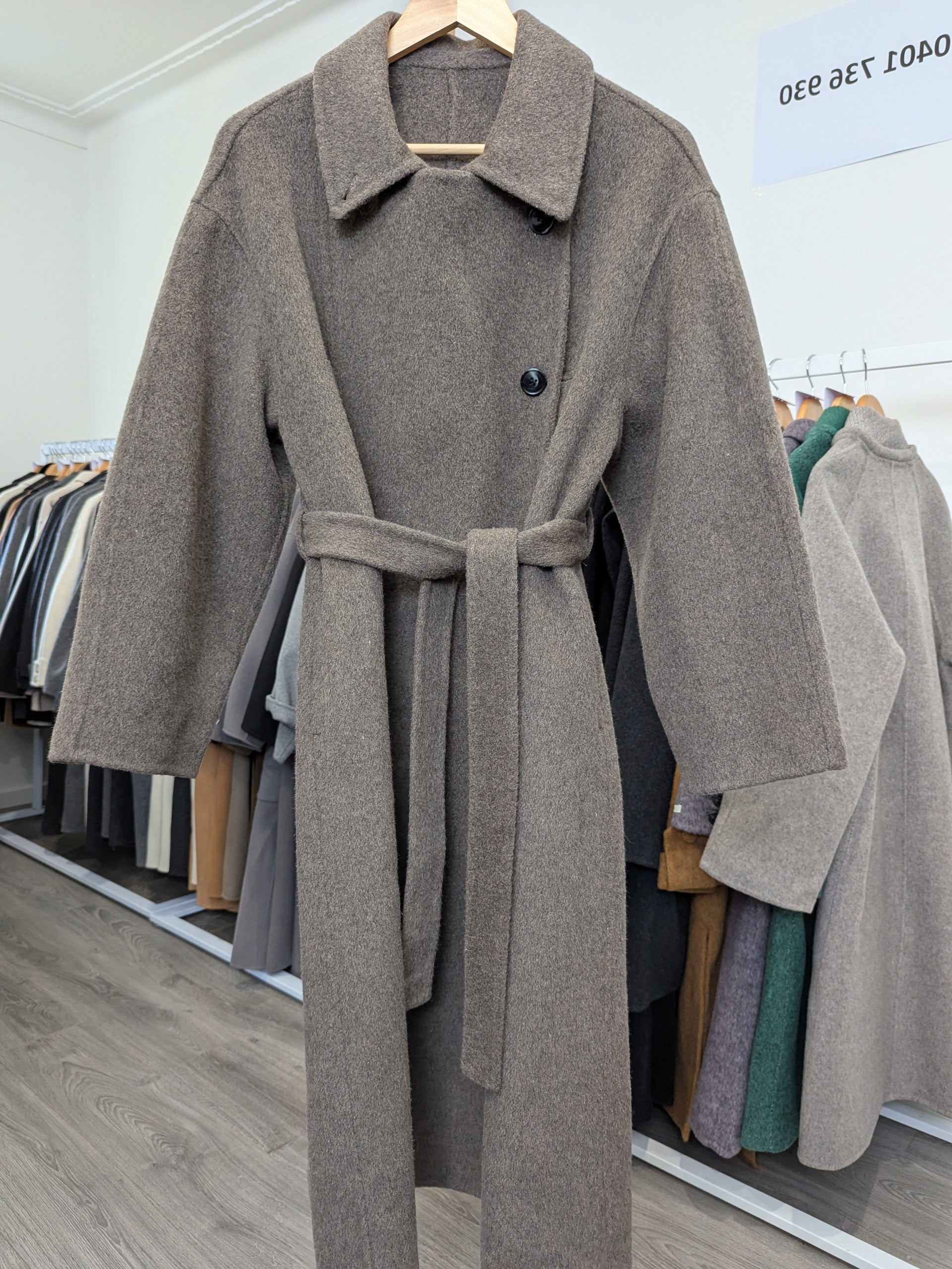 210 70% Wool Coat Mocha Grey M 10-12