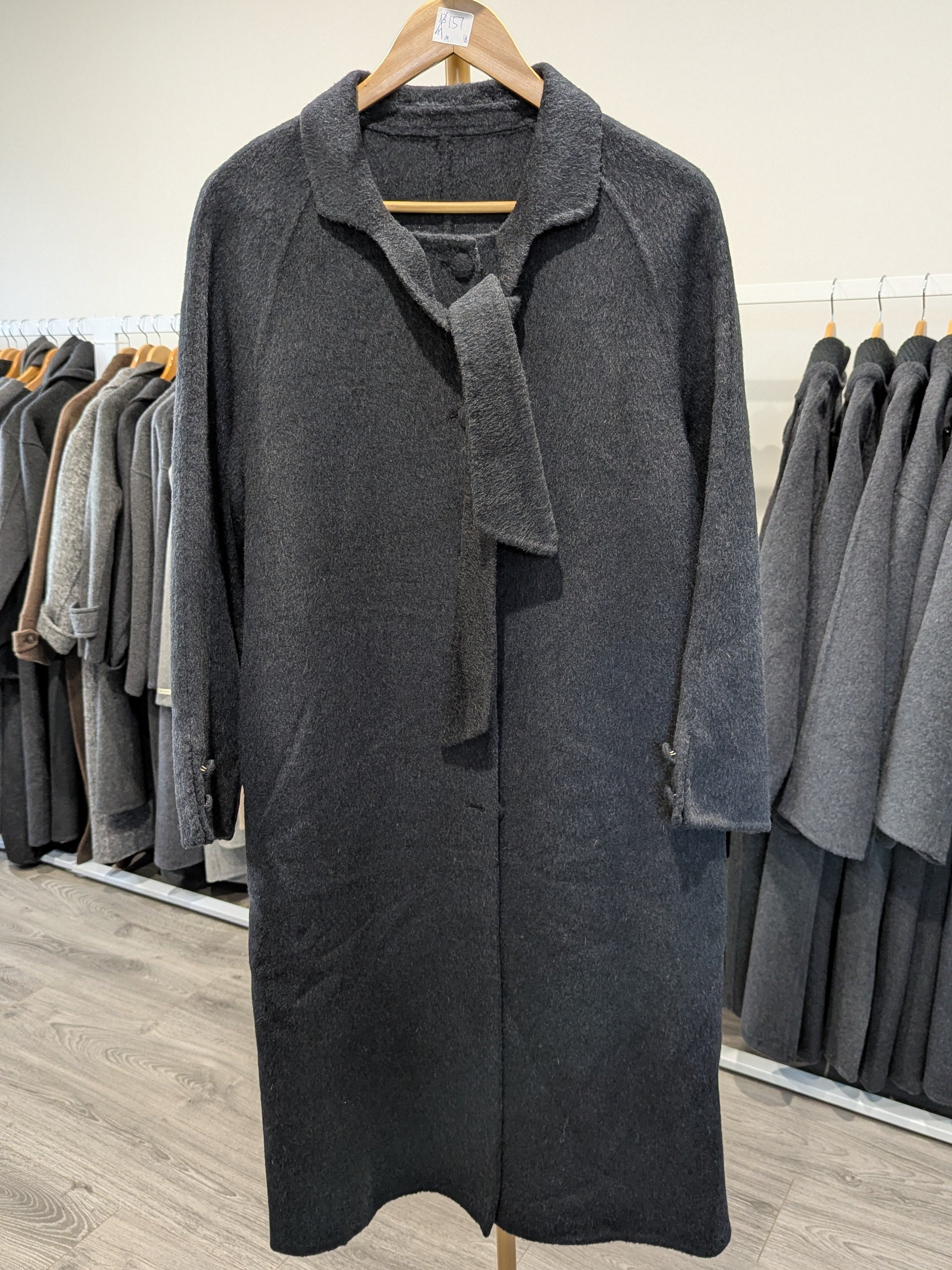 157 68% Wool Coat Charcoal M 8-12