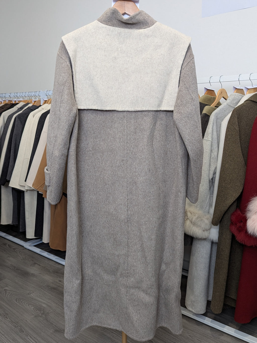 133 10% Tencel 90% Wool Coat Oat/Grey