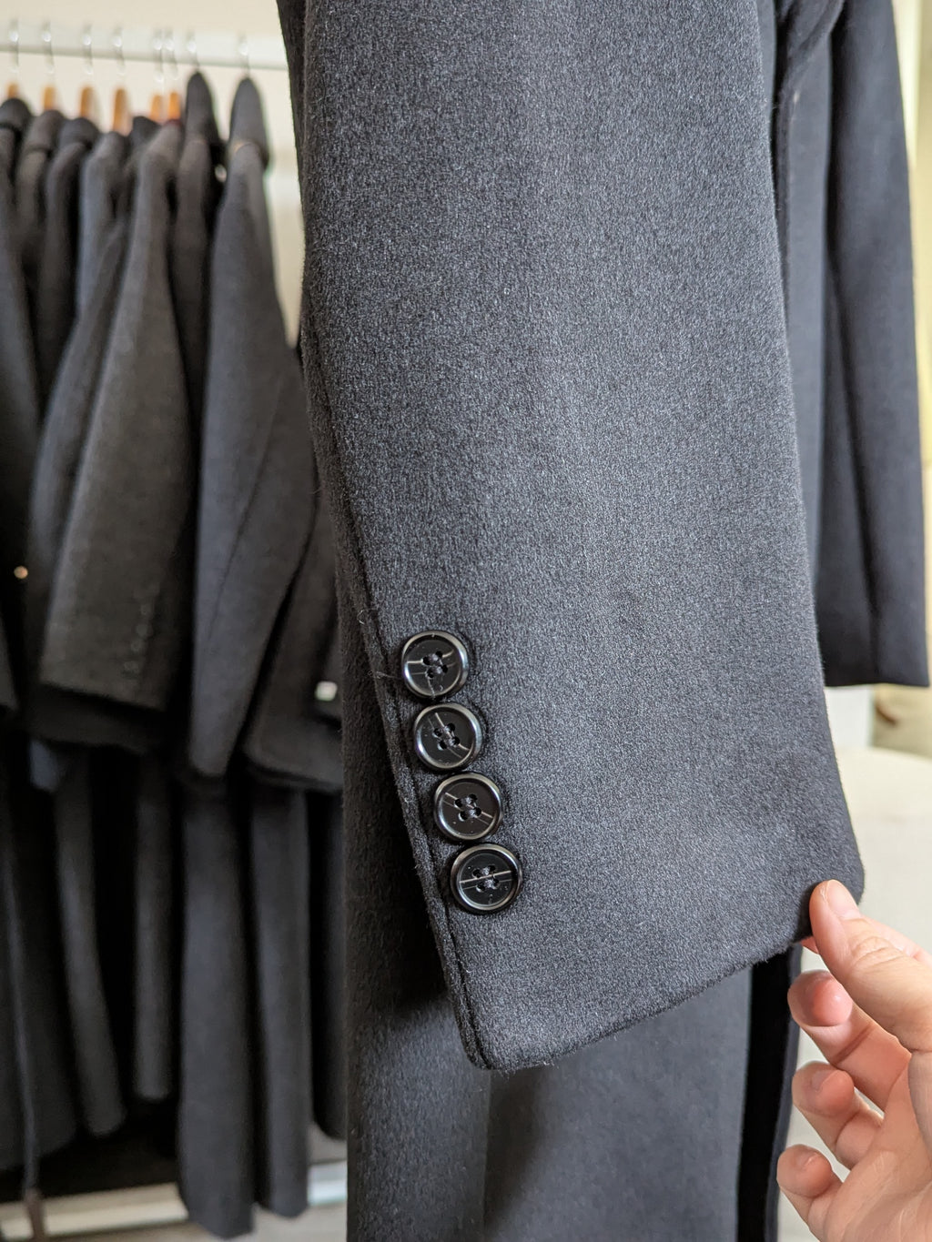 023 Long Men's 50% Wool Coats Black Grey