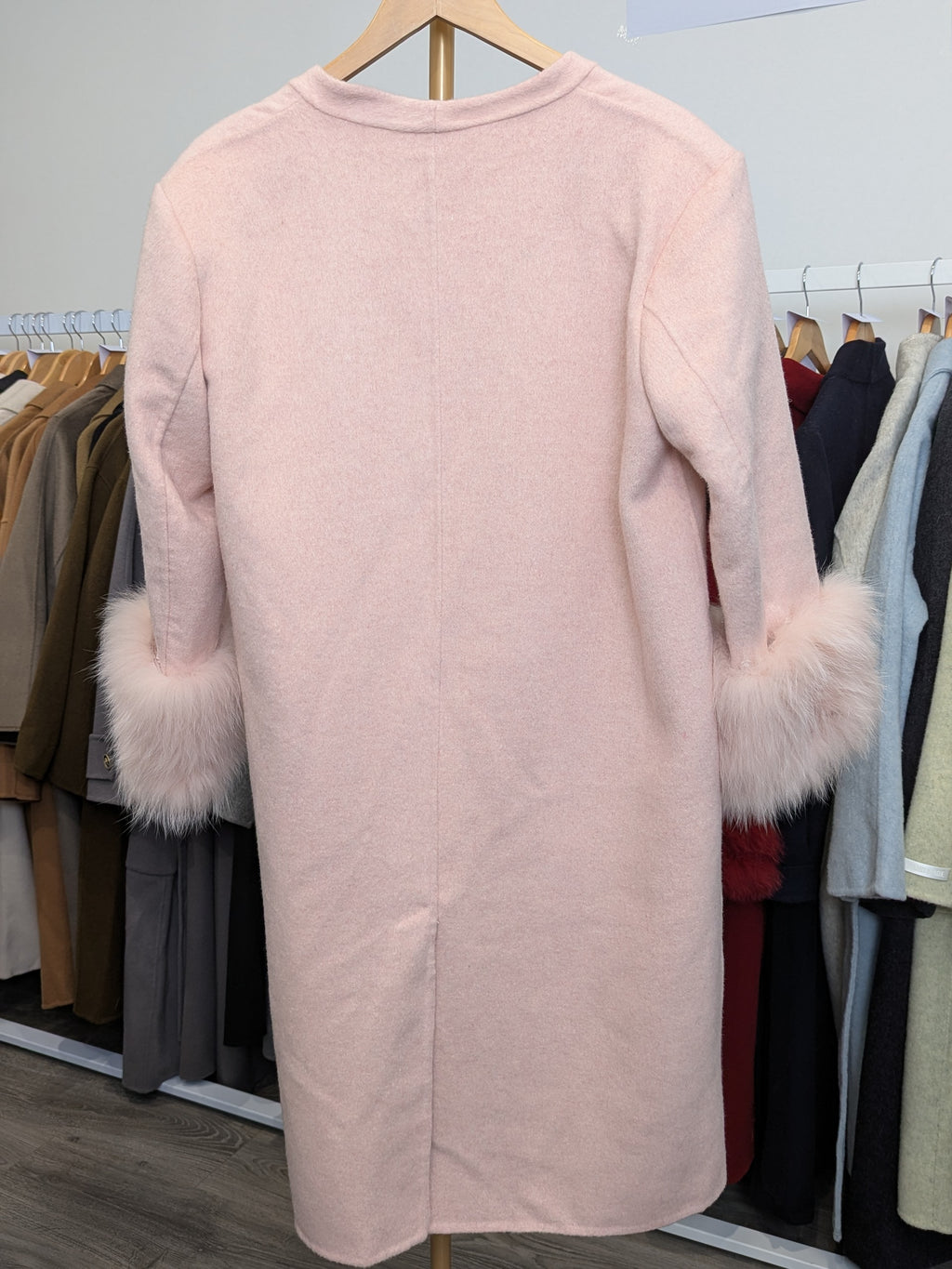 111 100% Wool Coat Pink with fur trims