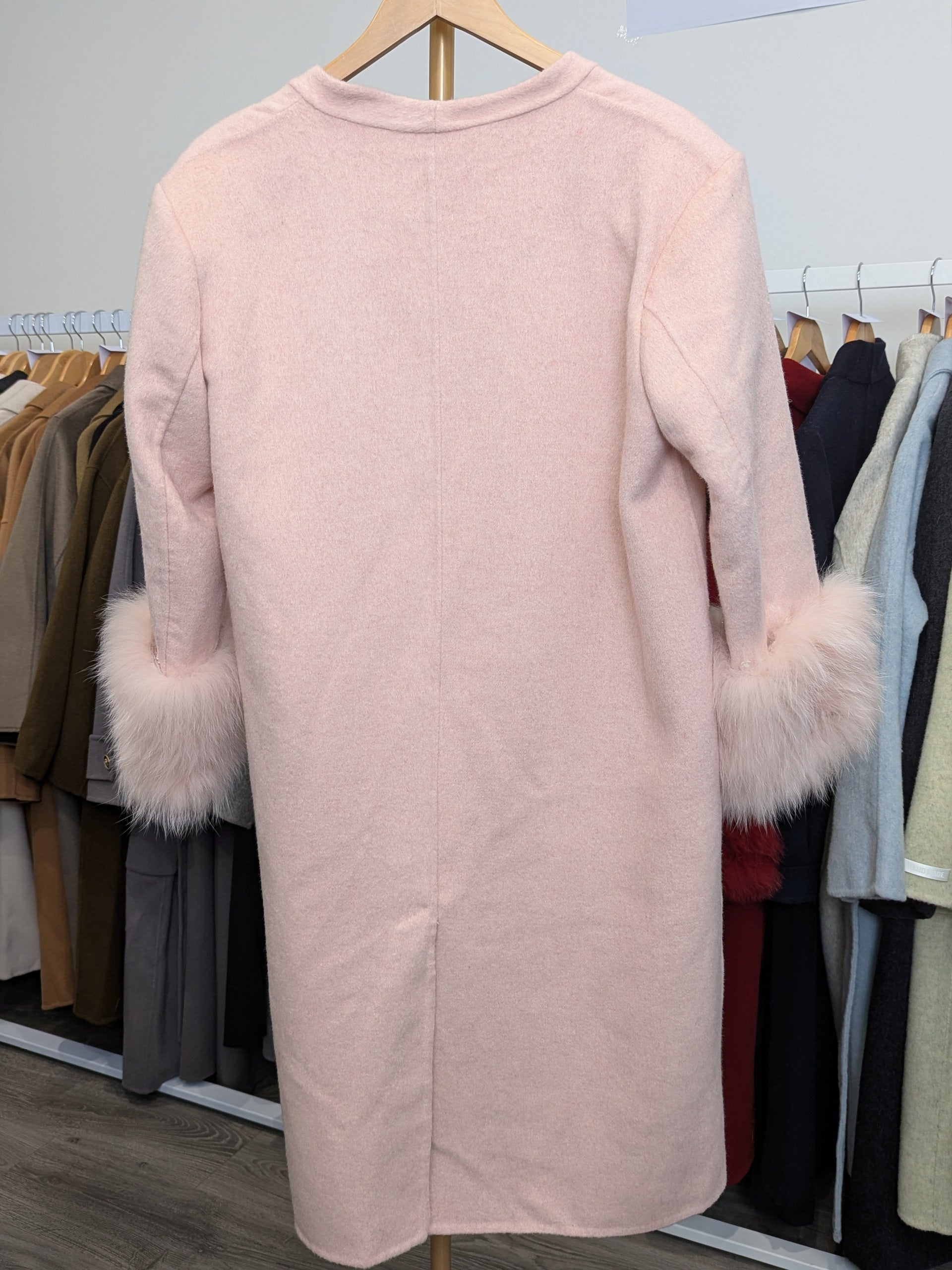 111 100% Wool Coat Pink with fur trims