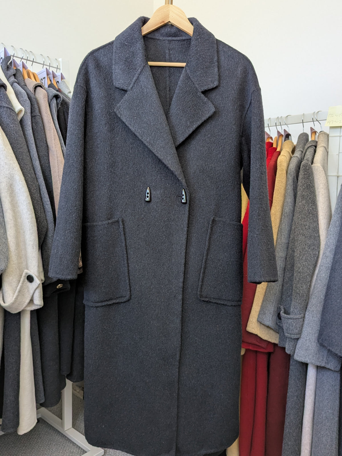 294 70% Wool Coat Charcoal S 10-14