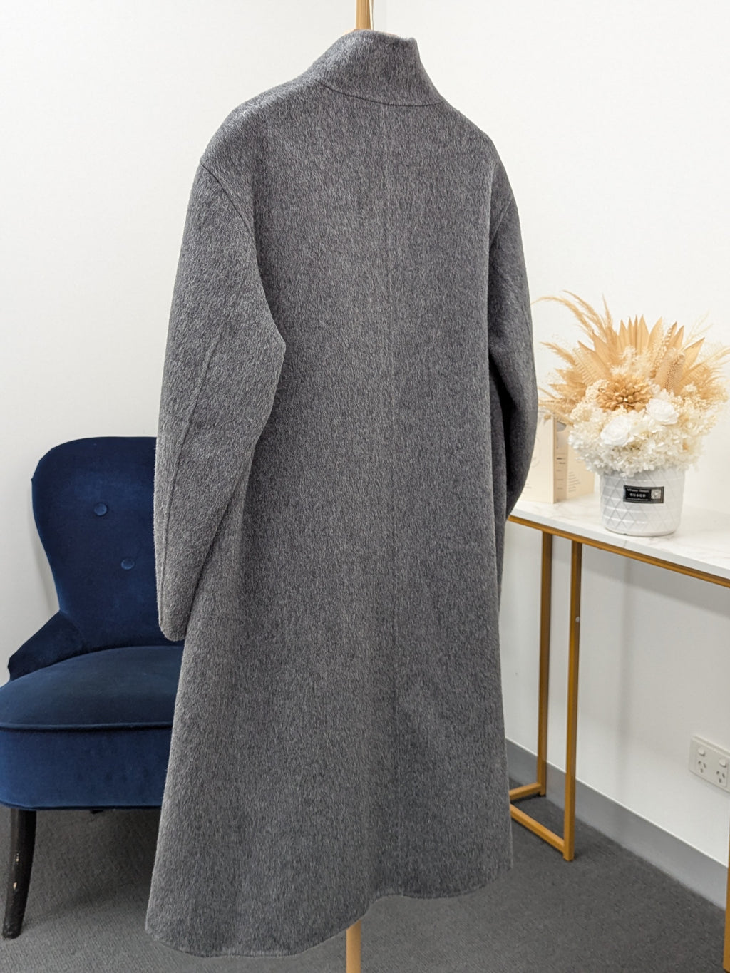 Premium Rabbit fur Yak Wool Coat Women Color Brown Grey Oat