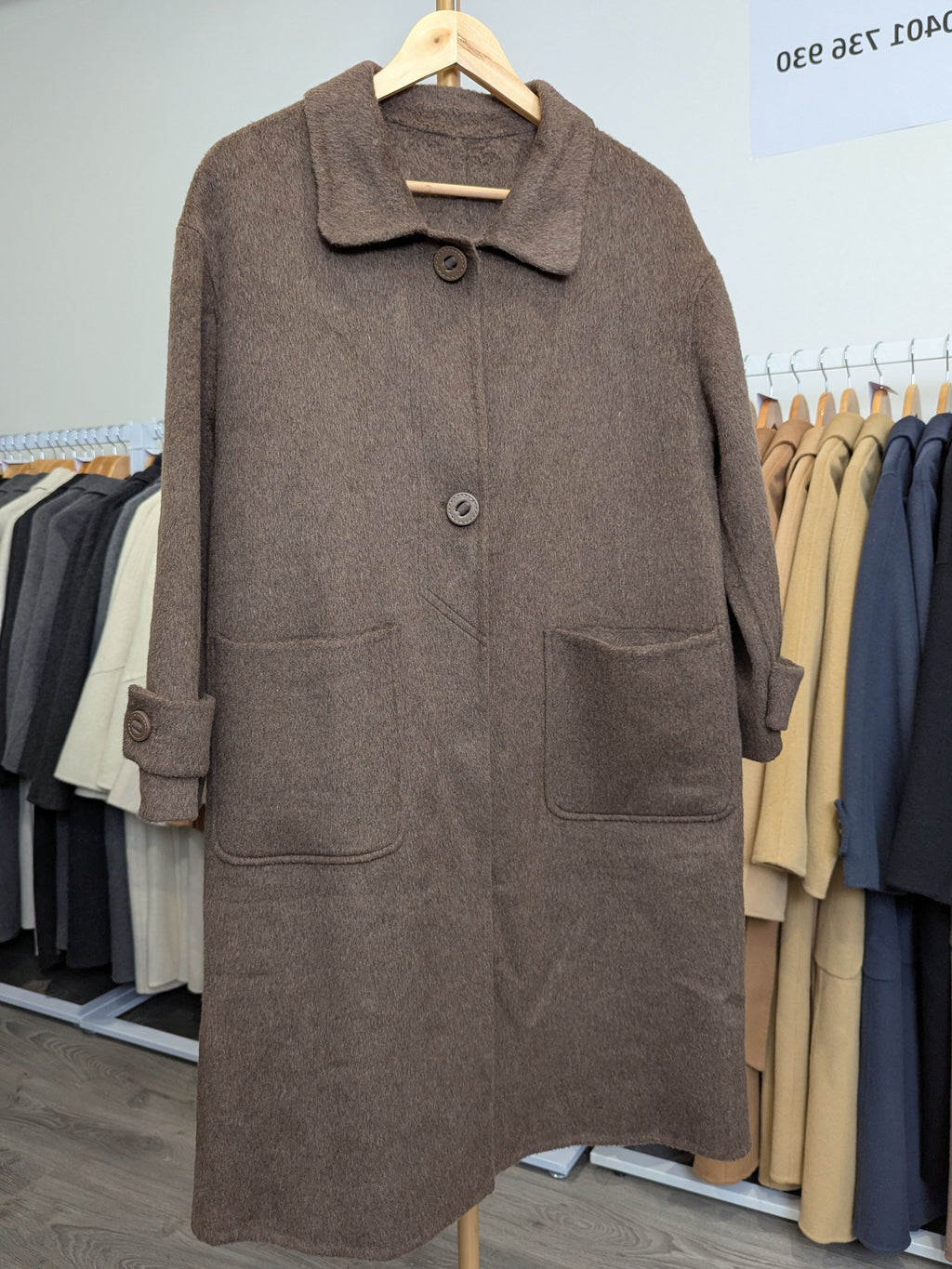 129 69% Wool Coat Brown M 8-12