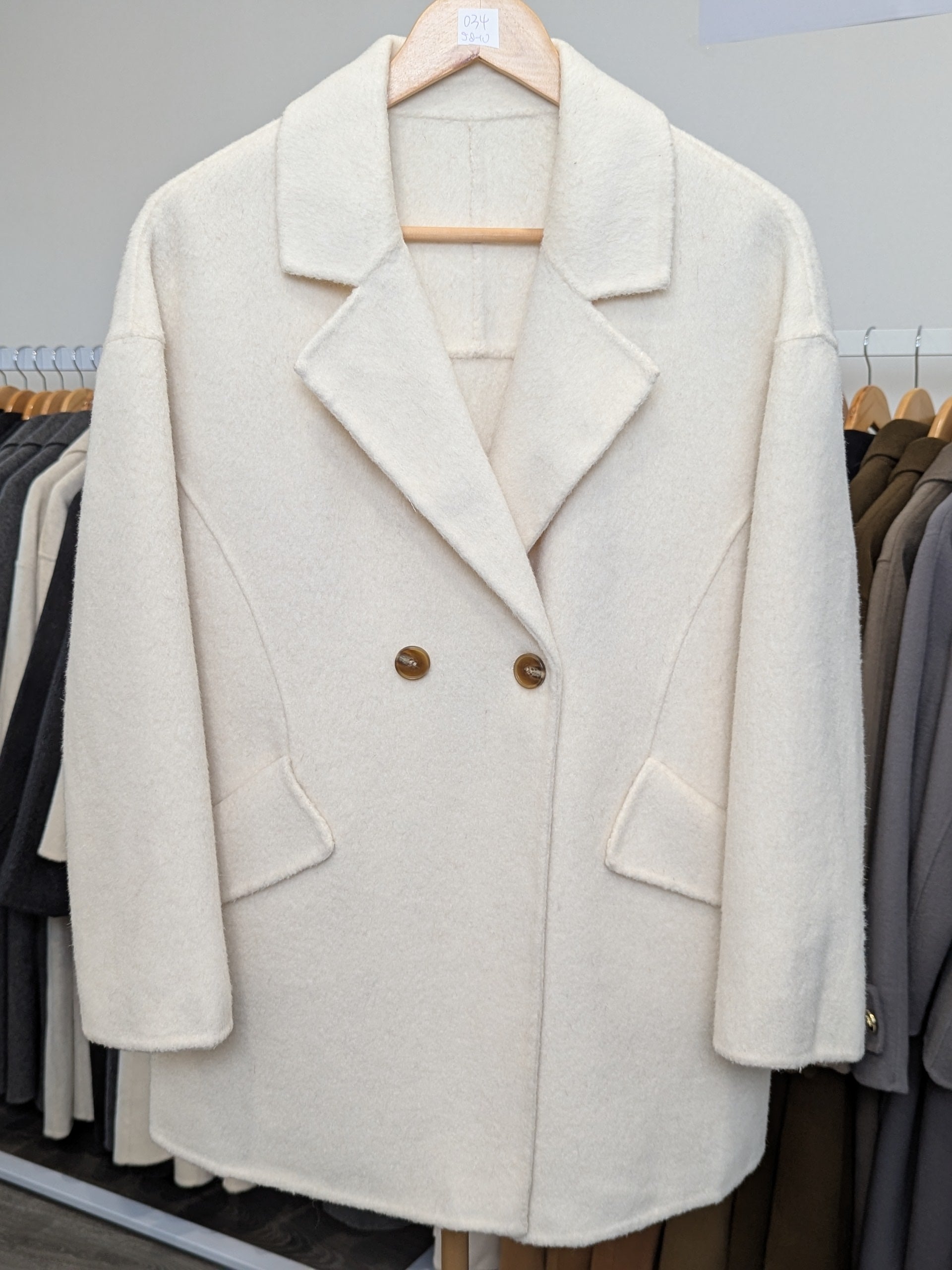 034 100% Wool Coat Cream